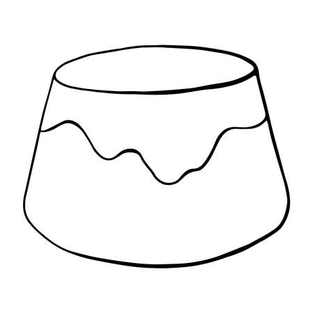Vector hand drawn pudding icon badge dessert for design menu cafe, label and packaging. Retro style.のイラスト素材