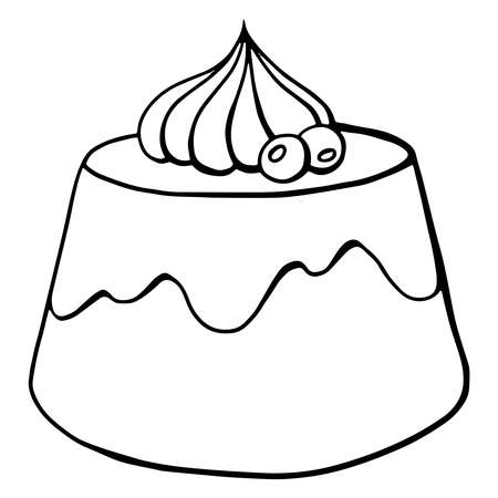 Vector hand drawn pudding icon badge dessert for design menu cafe, label and packaging. Retro style.のイラスト素材
