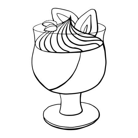 Vector hand drawn pudding icon badge dessert for design menu cafe, label and packaging. Retro style.のイラスト素材