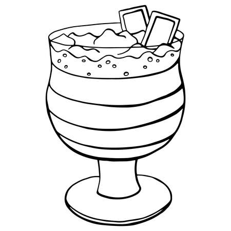 Vector hand drawn pudding icon badge dessert for design menu cafe, label and packaging. Retro style.のイラスト素材