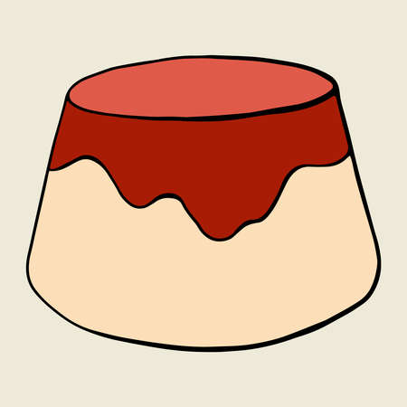 Vector hand drawn pudding icon badge dessert for design menu cafe, label and packaging. Retro style.のイラスト素材