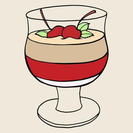 Vector hand drawn pudding icon badge dessert for design menu cafe, label and packaging. Retro style.のイラスト素材