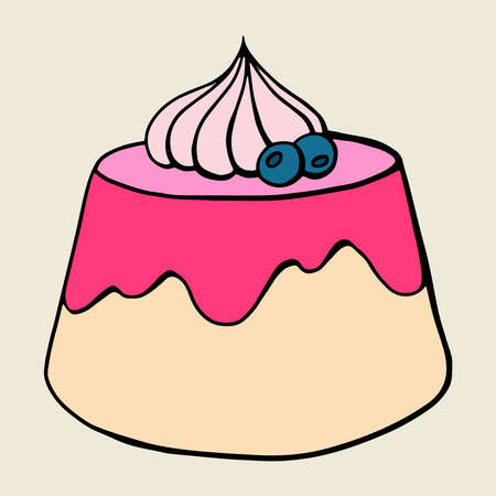 Vector hand drawn pudding icon badge dessert for design menu cafe, label and packaging. Retro style.のイラスト素材