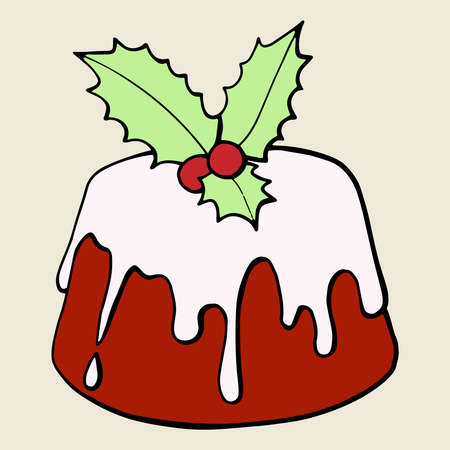 Vector hand drawn pudding icon badge dessert for design menu cafe, label and packaging. Retro style.
