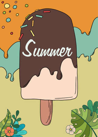 Summer. Cute vector illustration of a ice creamのイラスト素材