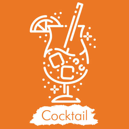Illustration isolated on orange background. Line style vector engraving illustration. Cute, modernのイラスト素材