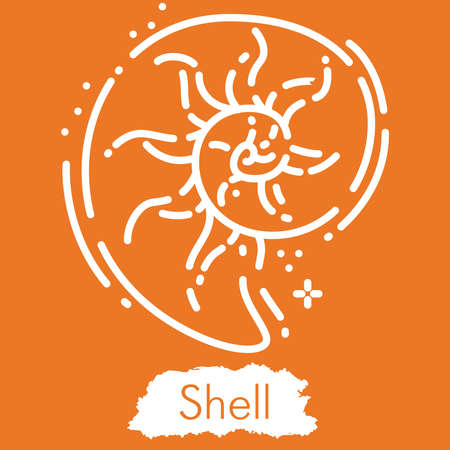 Illustration isolated on orange background. Line style vector engraving illustration. Cute, modernのイラスト素材