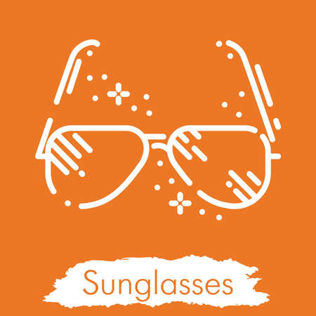 Illustration isolated on orange background. Line style vector engraving illustration. Cute, modernのイラスト素材