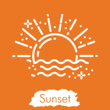 Illustration isolated on orange background. Line style vector engraving illustration. Cute, modernのイラスト素材