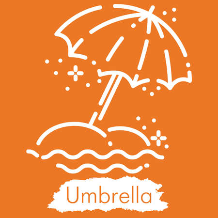 Illustration isolated on orange background. Line style vector engraving illustration. Cute, modernのイラスト素材