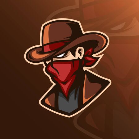mascot icon design cowboy and hat conceptのイラスト素材