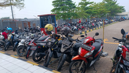 Motorcycle parking in Bangkokの写真素材