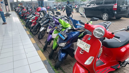 Motorcycle parking in Bangkok.の写真素材