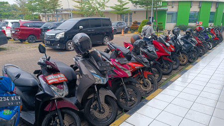 Motorcycle parking in Pattaya, Thailandの写真素材