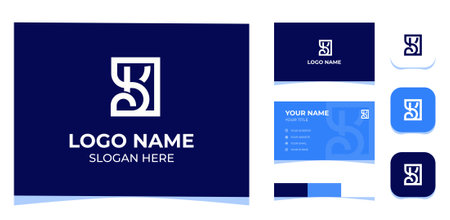 Template Logo Creative initial letter K and S in rectangle Shape. Creative Template with color pallet, visual branding, business card and icon.のイラスト素材