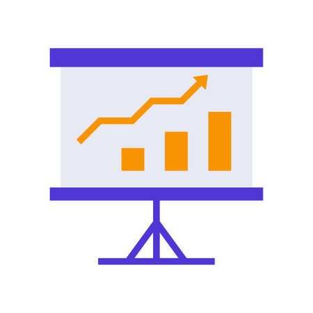 Icon Chart in Presentation screen or presentation board, single icon, Flat line color filled and Colorfull iconのイラスト素材