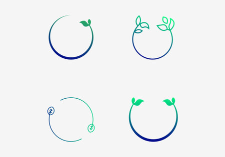Logo circle frame ecology leaf. editable colorのイラスト素材