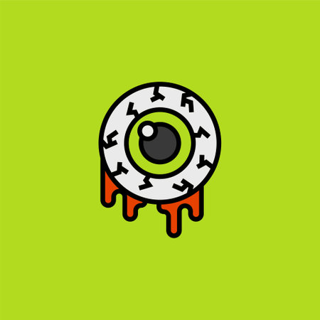 Eyeball zombie with blood cartoon cute, simple illustration, halloween, spooky, scary.のイラスト素材