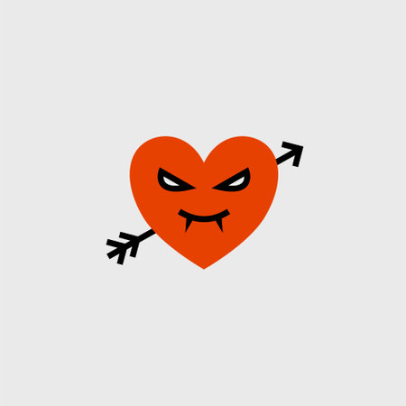 Devil Love cartoon cute, simple illustration, halloween, spooky, scary.のイラスト素材