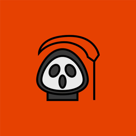 Grim reaper cartoon cute, simple illustration, halloween, spooky, scary.のイラスト素材