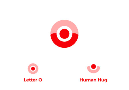 Logo Human and Letter O, Human Hug Logo, Minimalsit Modern Logo With Philosophy. Editable File