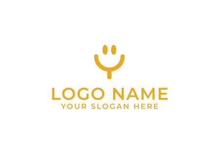Logo initial letter Y with smile face. Logo modern, simple and minimalist. Editable fileのイラスト素材