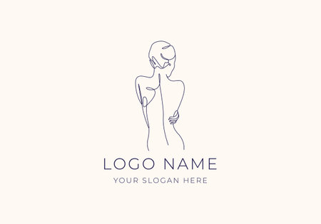 logo line women backside. Logo women, lineart, beauty. Editable fileのイラスト素材