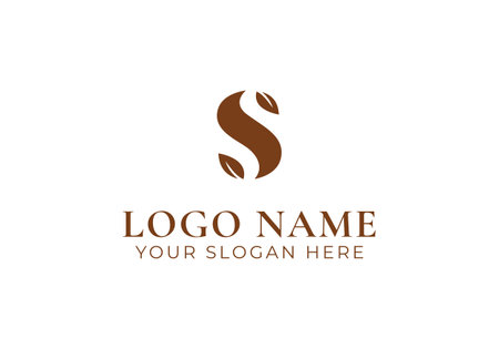 logo letter S with leaf. Logo type, nature, initial. Editable fileのイラスト素材