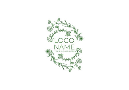 Logo wild flower spiral line art. Logo floral, botanical, nature. Editable fileのイラスト素材