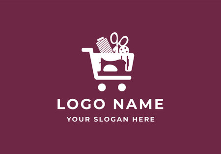 logo trailor shop. Logo sewing machine, shop, market, trailor. Editable fileのイラスト素材