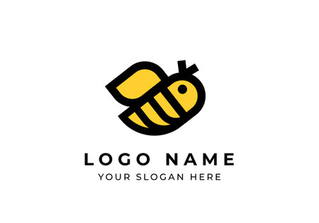 Logo Bee fly cartoon minimalist with bold line, Editable fileのイラスト素材