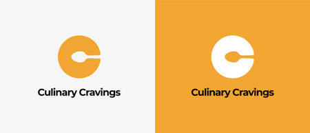 Logo letter C and Spoon with negative space. Logo restaurant, logo food, eatery icon. Editable fileのイラスト素材
