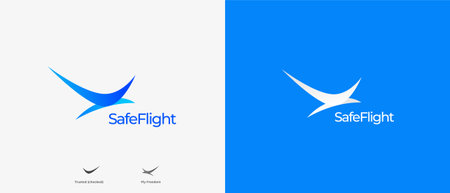 Logo Bird with meaning flight safe and freedom. Logo travel, logo flight with icon bird in blue color. Editable fileのイラスト素材