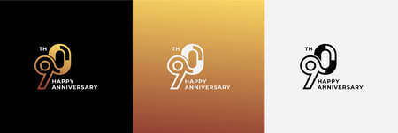 Logo 90th, 90 years happy anniversary, Creative design template for celebration, birthday, greeting and invitation. Editable fileのイラスト素材
