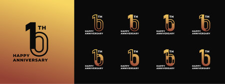 Logo 10th-90th, 10-90 years happy anniversary, Creative design template for celebration, birthday, greeting and invitation. Editable fileのイラスト素材
