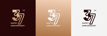 Logo 37th, 37 years happy anniversary, Creative design template for celebration, birthday, greeting...