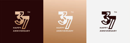 Logo 37th, 37 years happy anniversary, Creative design template for celebration, birthday, greeting...