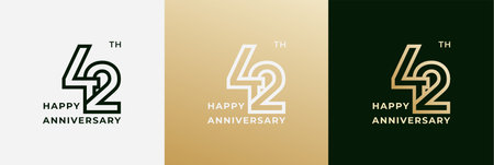Logo 42th, 42 years happy anniversary, Creative design template for celebration, birthday, greeting and invitation. Editable fileのイラスト素材