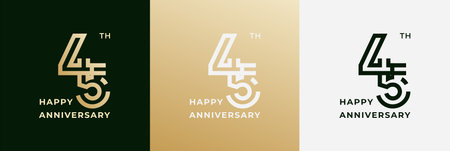 Logo 45th, 45 years happy anniversary, Creative design template for celebration, birthday, greeting and invitation. Editable fileのイラスト素材