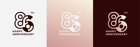 Logo 86th, 86 years happy anniversary, Creative design template for celebration, birthday, greeting and invitation. Editable fileのイラスト素材