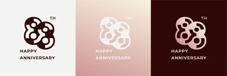 Logo 88th, 88 years happy anniversary, Creative design template for celebration, birthday, greeting and invitation. Editable fileのイラスト素材