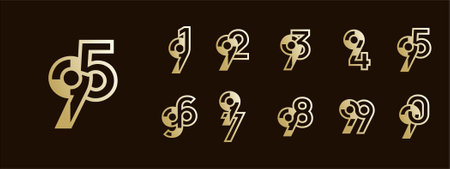 Logo 91th-99th, 91-99 years happy anniversary, Creative design template for celebration, birthday, greeting and invitation. Editable fileのイラスト素材