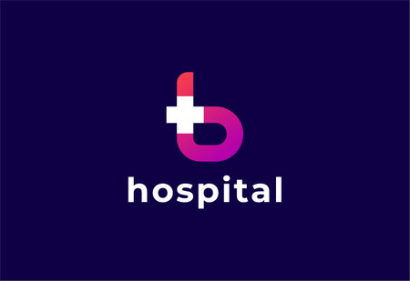 Logo letter B with symbol medical plus, Creative template for hospital and healthcare.のイラスト素材