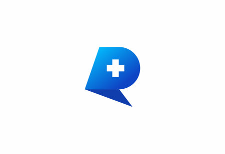 Logo letter R with symbol medical plus, Creative template for hospital and healthcare.のイラスト素材