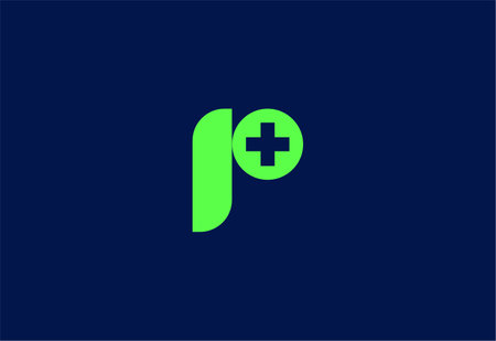 Logo letter P with symbol medical plus, Creative template for hospital and healthcare.のイラスト素材