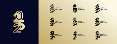Creative design Happy New Year 2025 in luxury gold color. trendy new year 2025 design template.のイラスト素材