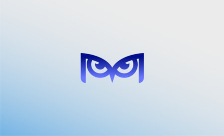 Logo letter M and Owl Eye staring. Modern, minimalist and dangerous concept.のイラスト素材