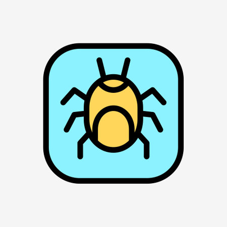 Icon Line Color Bug malware button. Technology and system concept, Outline Fill Color style.