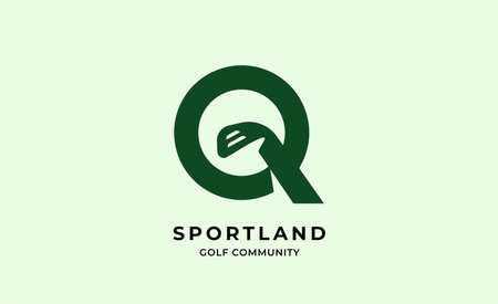 Monogram logo design initial Q and Golf. Golf ball, golf stick and sport typography concept. Club...
