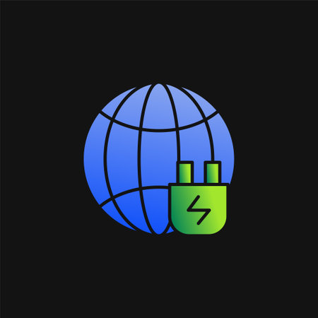 Globe and Plug icon solid gradient, free energy, ecology, renewable and green energy concept. Gradient Solid icon.のイラスト素材
